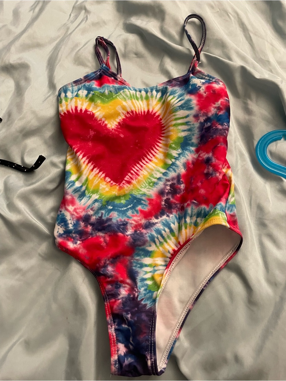 Tie-Dye Heart One-Piece Swimsuit for Kids - Multicolor
